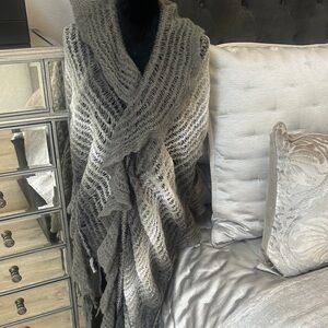 Grey Knit Extra Long Knit Scarf/Wrap